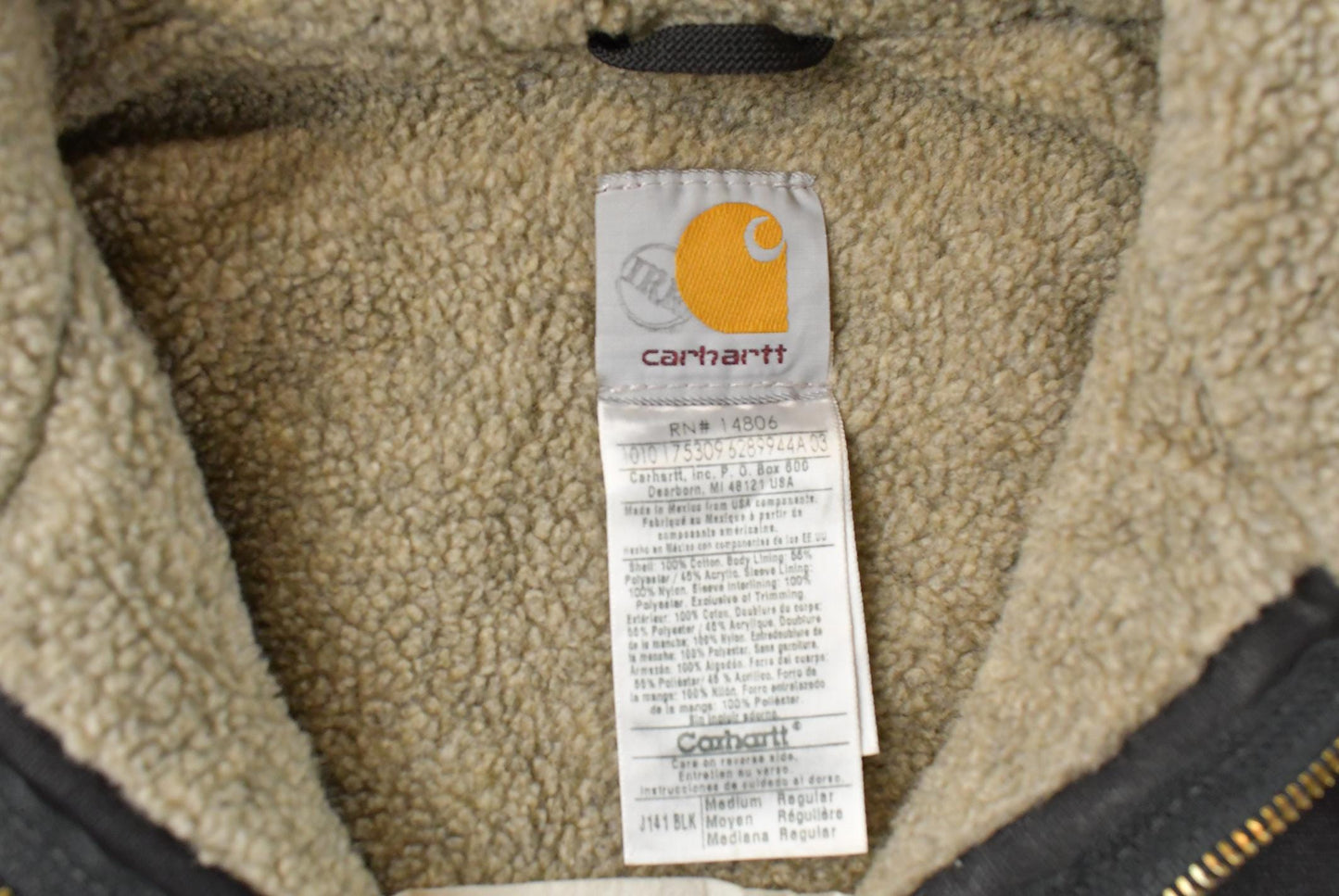 Vintage 2000s Carhartt Hooded Sherpa Lined Jacket Mens M