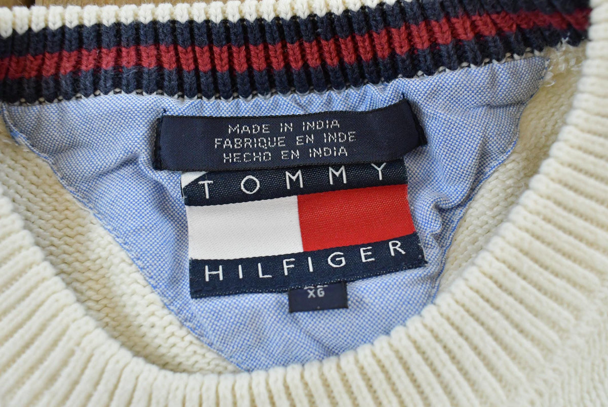 Vintage 1990s Tommy Hilfiger Knit Mini Flag Logo Sweater Men's L