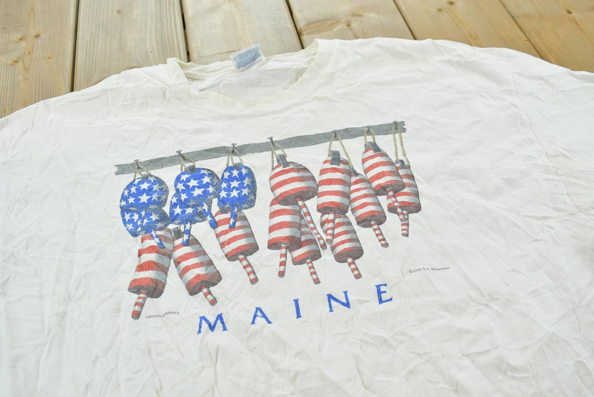 Vintage 2002 Maine Street Stars & Stripes Souvenir T-Shirt Men's XL