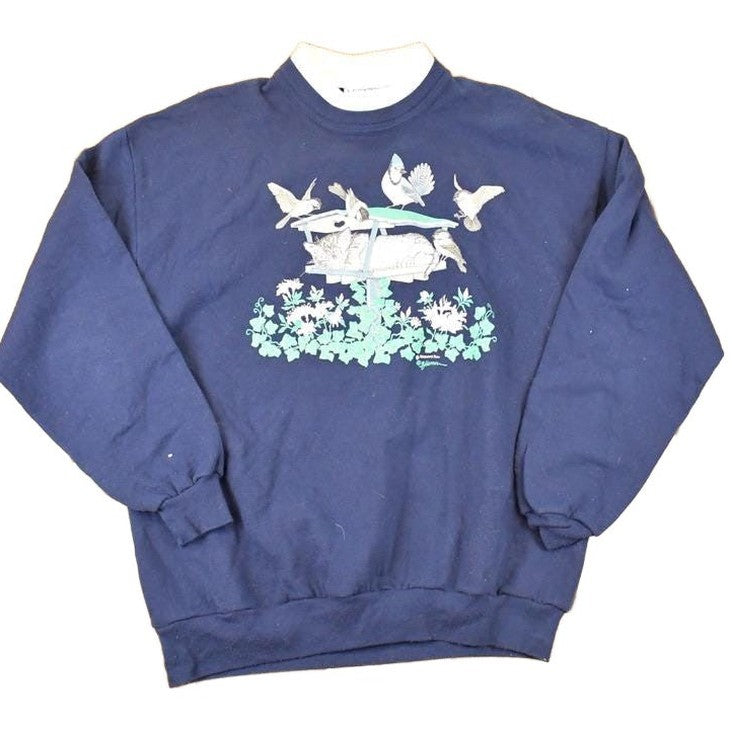 Vintage 1990s Morning Sun Blue Jays Graphic Print Double Collar Crewneck Sweatshirt Women's XXL