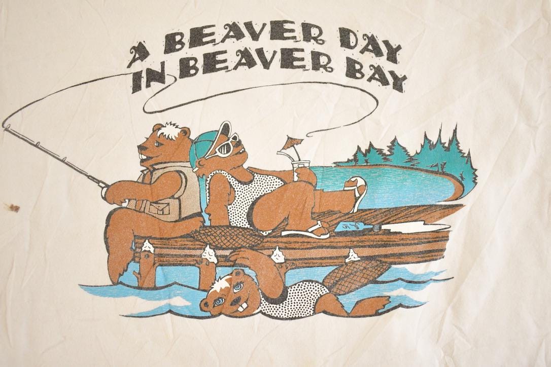 Vintage 1990's Beaver Bay Funny Beavers Souvenir Travel T-Shirt Mens L