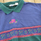 Vintage 1990s American Sportif Flower Embroidered Collared Crewneck Mens S