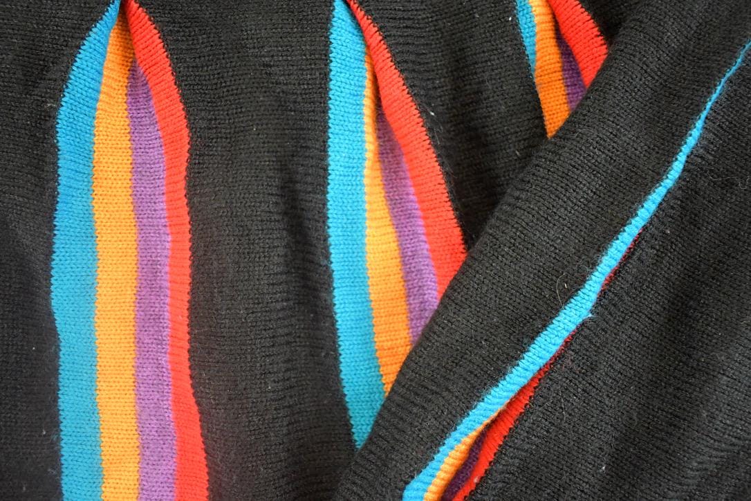 Vintage 1990s Lilly Of California Hand Loomed Knit Crewneck Sweater Women's S Cropped