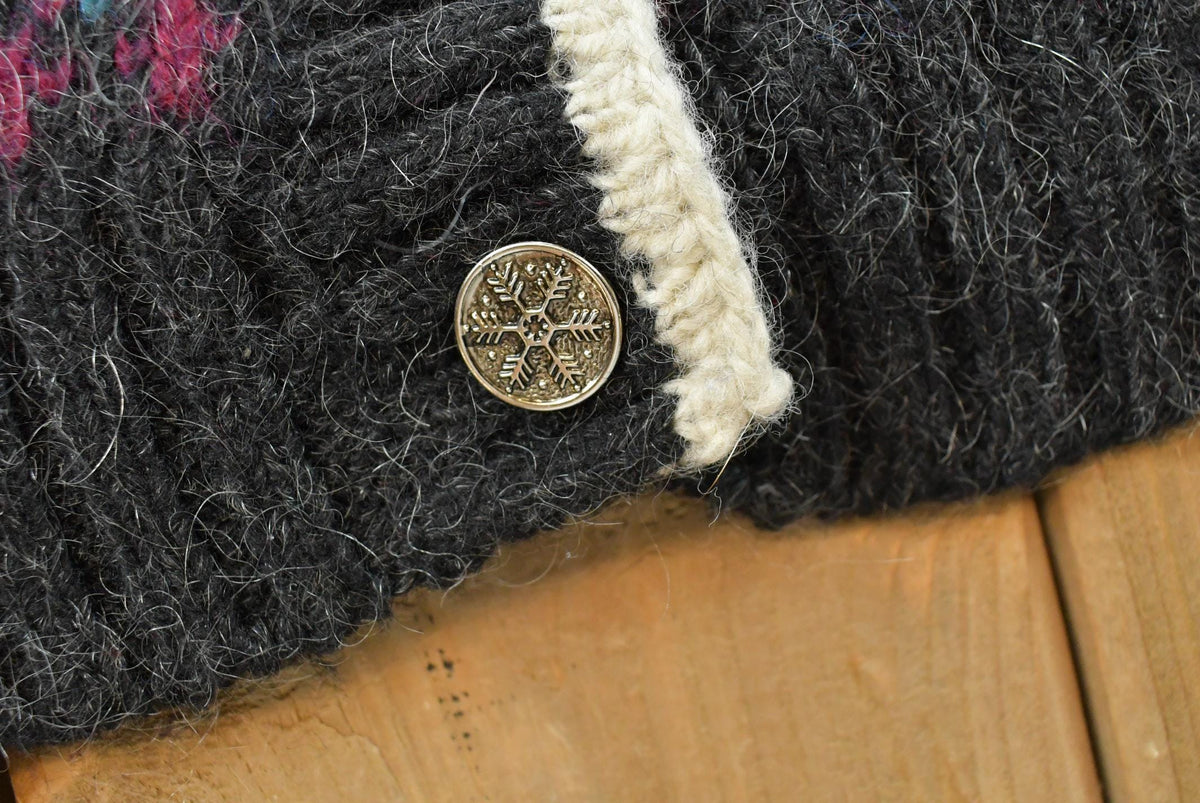 Vintage 1990s Woolrich Abstract Wool Knit Button Up Cardigan Sweater Women's L
