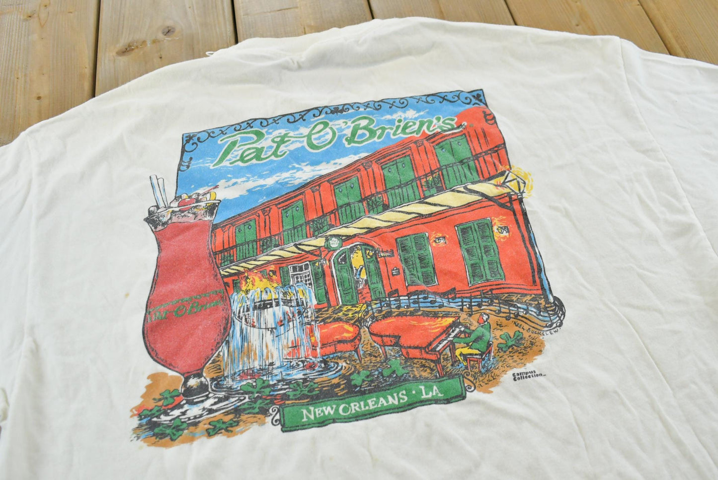 Vintage 2000s Pat O'Briens Bar New Orleans Louisiana Promotional Souvenir Pocket T-Shirt Men's XL