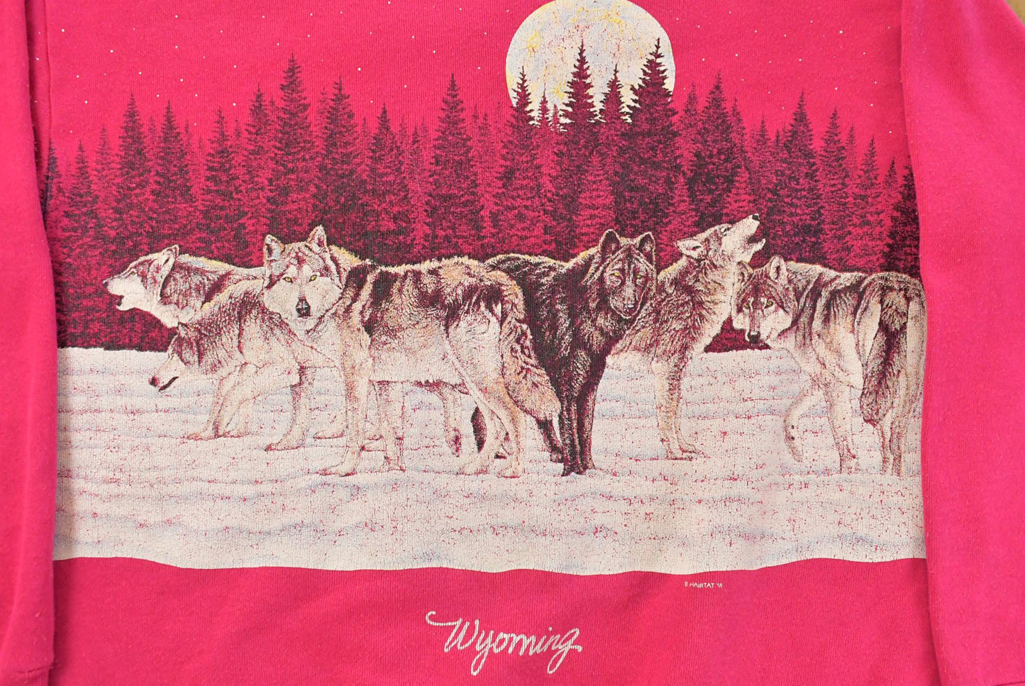 Vintage 1990s Wolves Wyoming Crewneck Sweatshirt Men's M