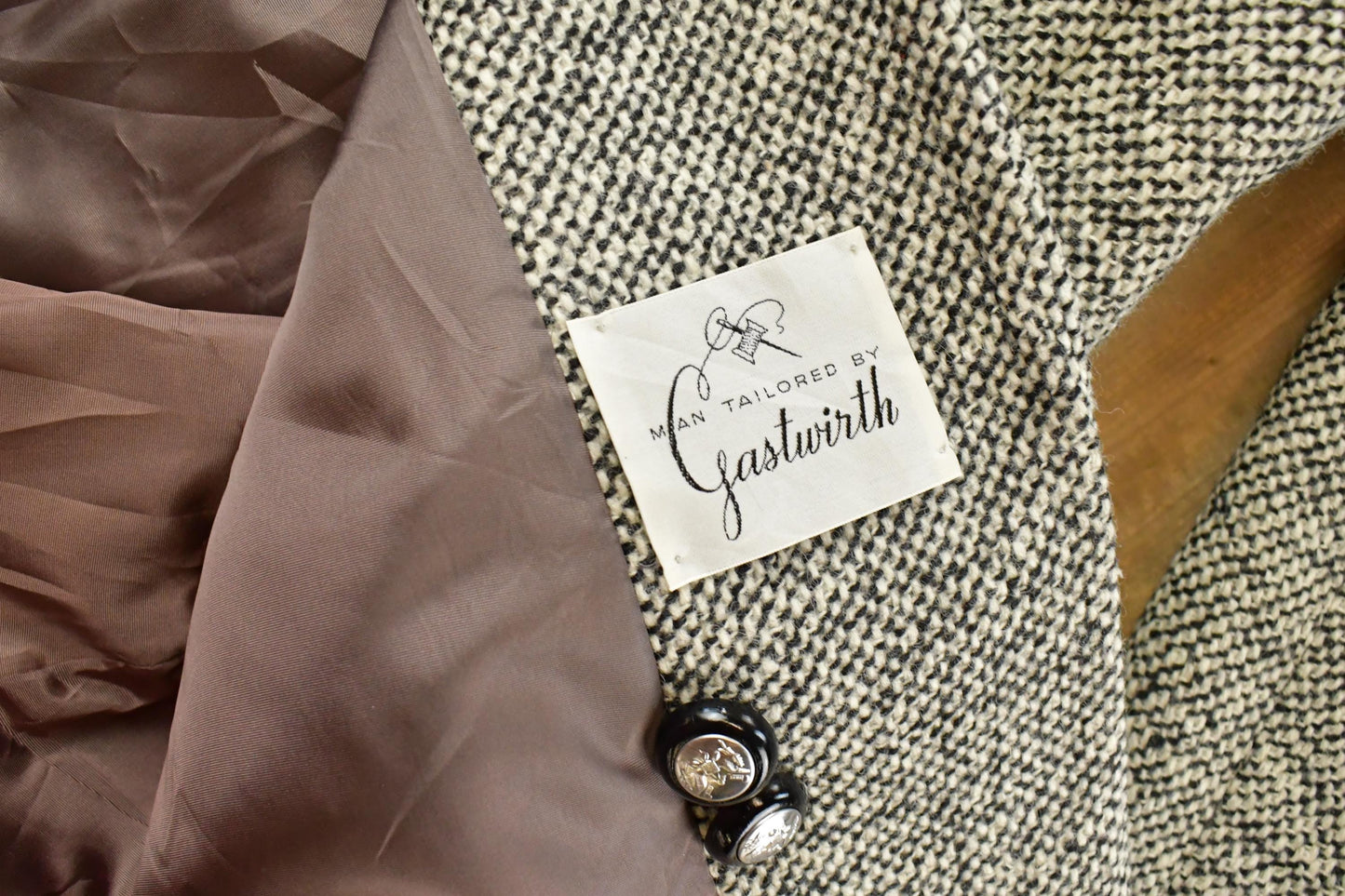 Vintage 1980s Gastwirth Herringbone Tweed Over Coat Women's Small