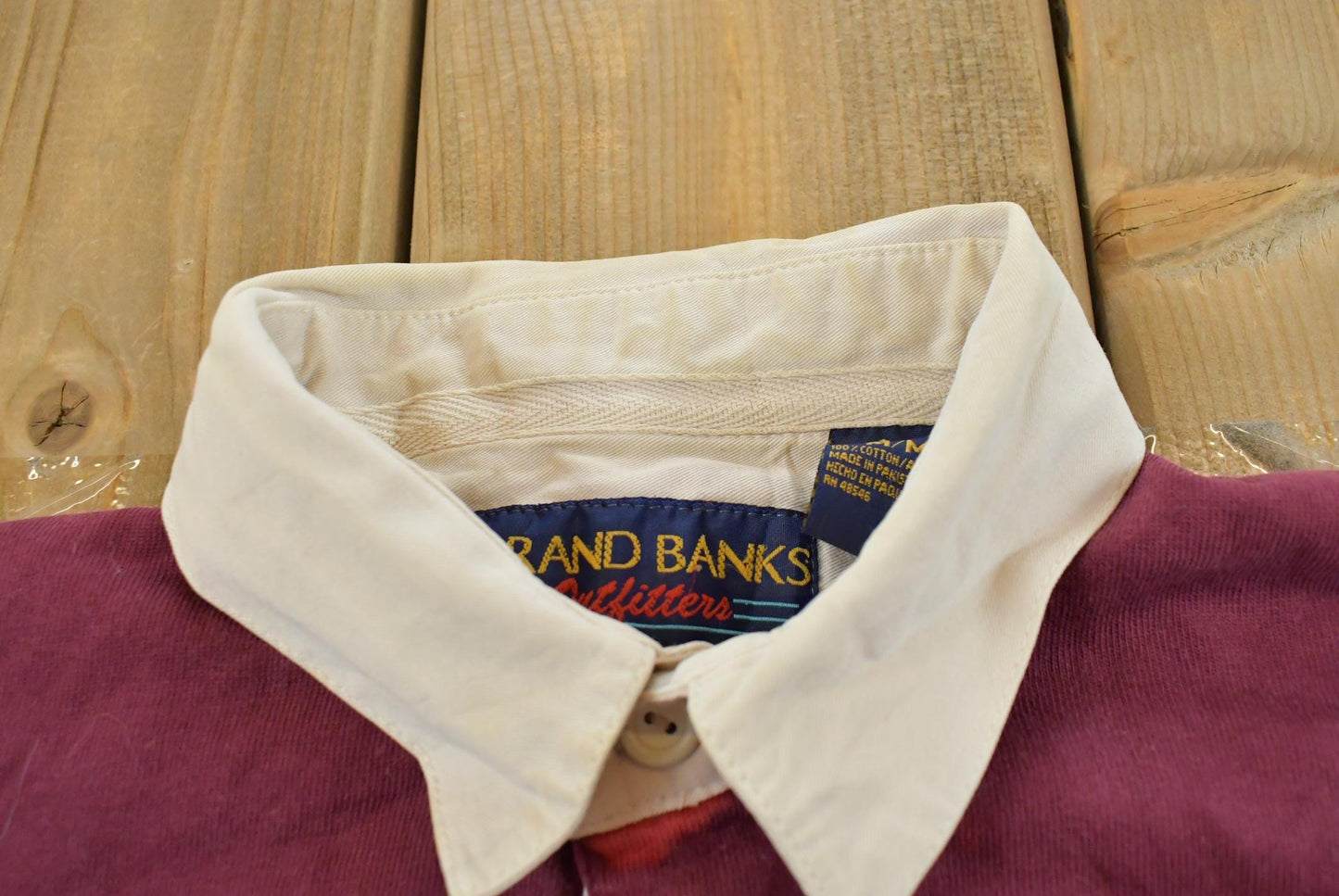 Vintage 1990s Grand Banks Outfitters Rugby Quarter Button Up Long Sleeve Polo Shirt Men's L