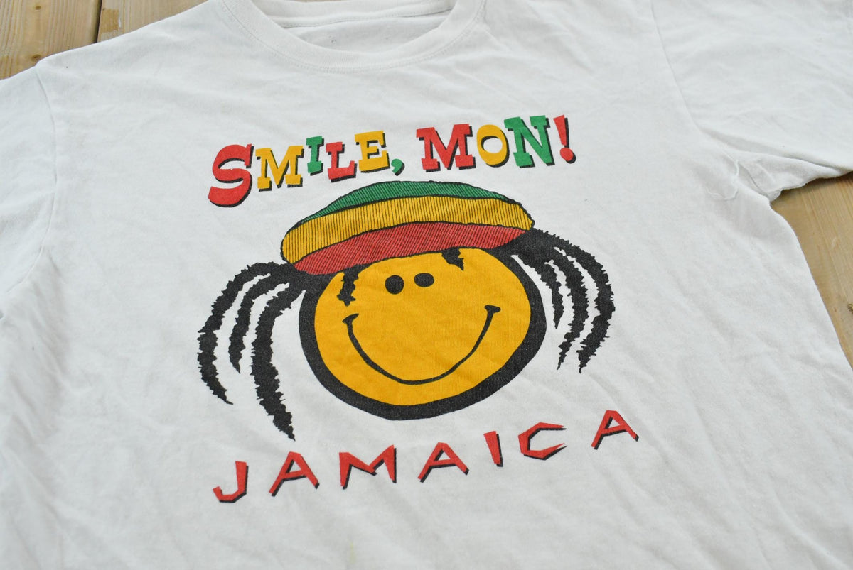 Vintage 1990s Smile Mon Jamaica Smiley Face Souvenir Travel T-Shirt Men's L