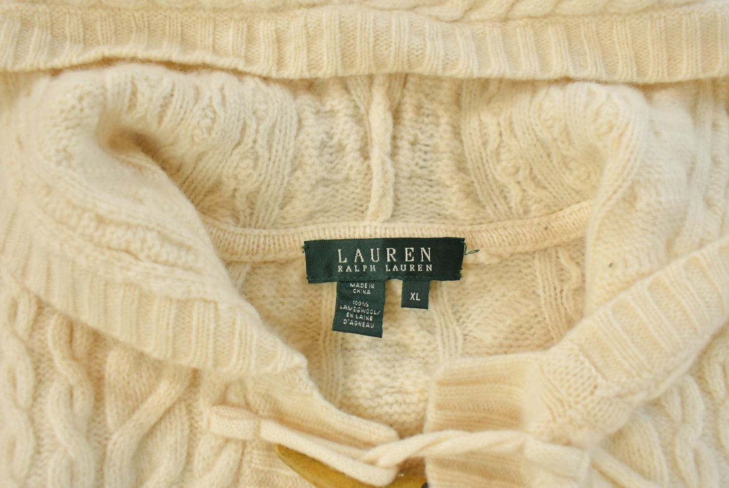 Vintage 1990s Lauren Ralph Lauren Wool Knit Fish Hook Cardigan Sweater Women's S