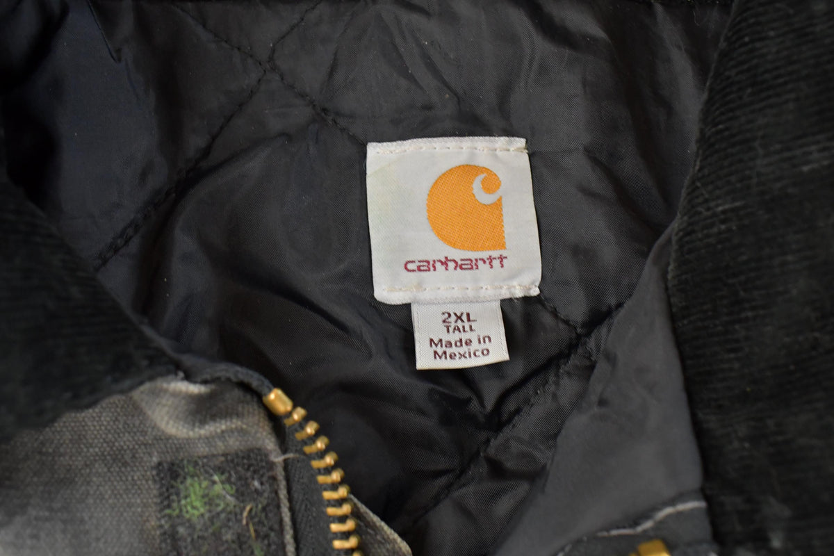 Vintage 1990s Sun Faded Distressed Carhartt Arctic Quilt Traditional Work Jacket Men's 2XL Tall