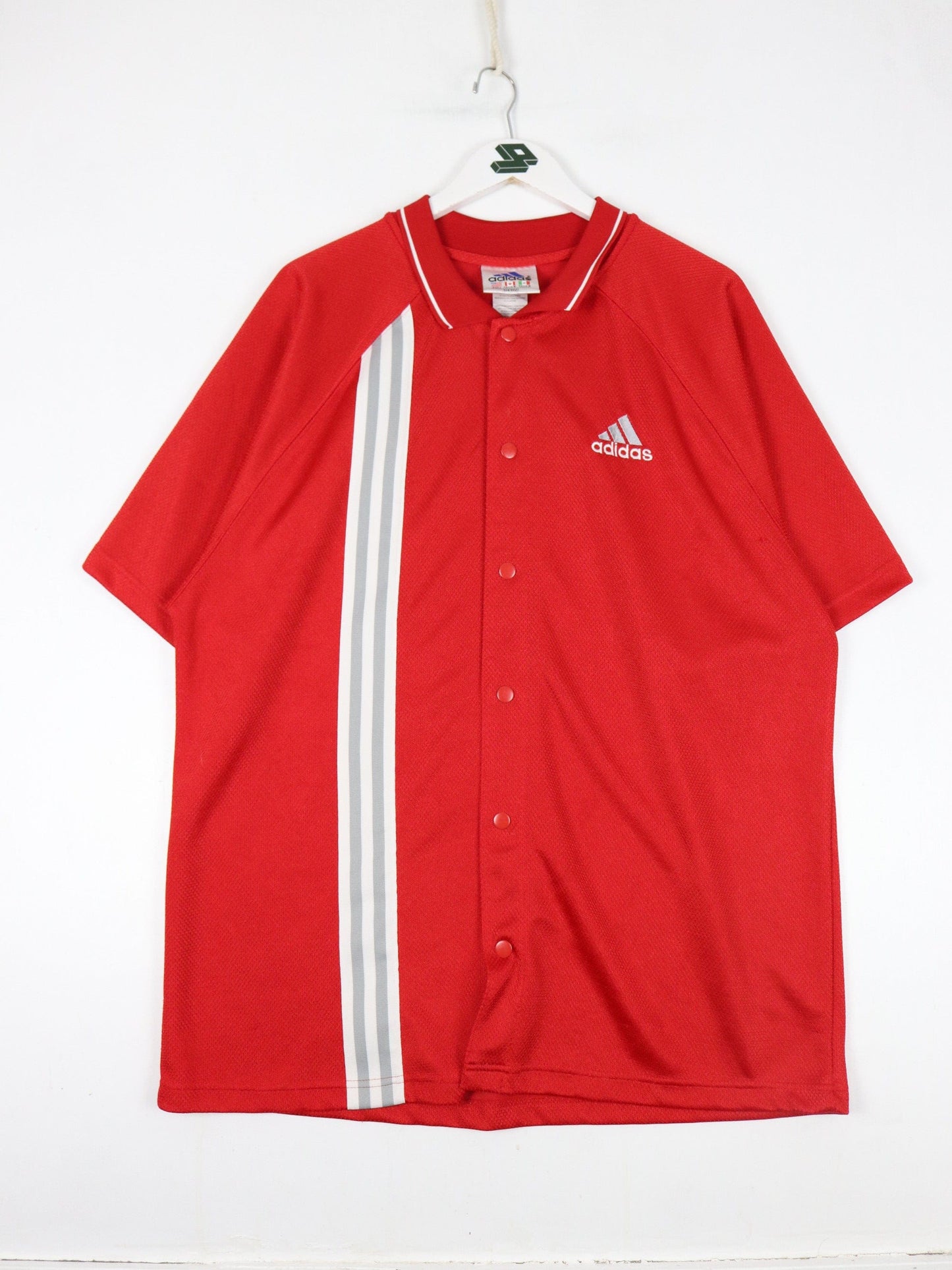 Adidas Jersey Vintage Adidas Jersey Mens Large Red Button Up