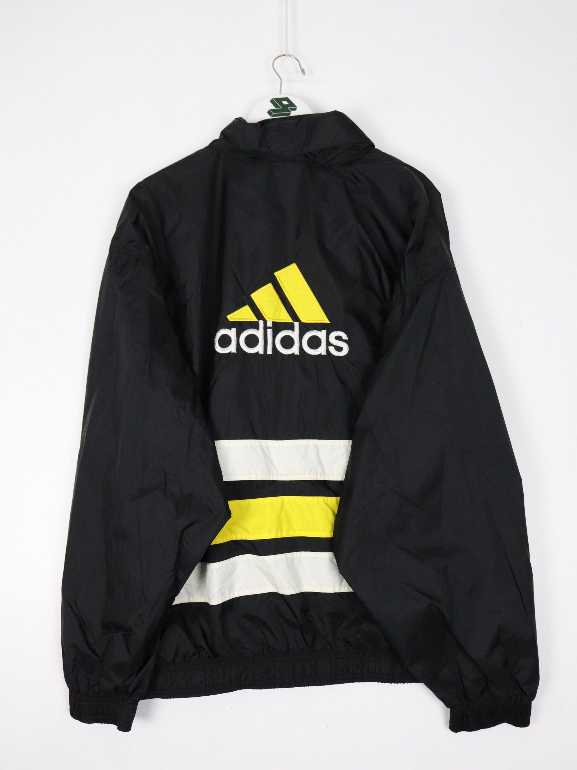 Vintage Adidas Windbreaker Mens 2XL Black Jacket 90s