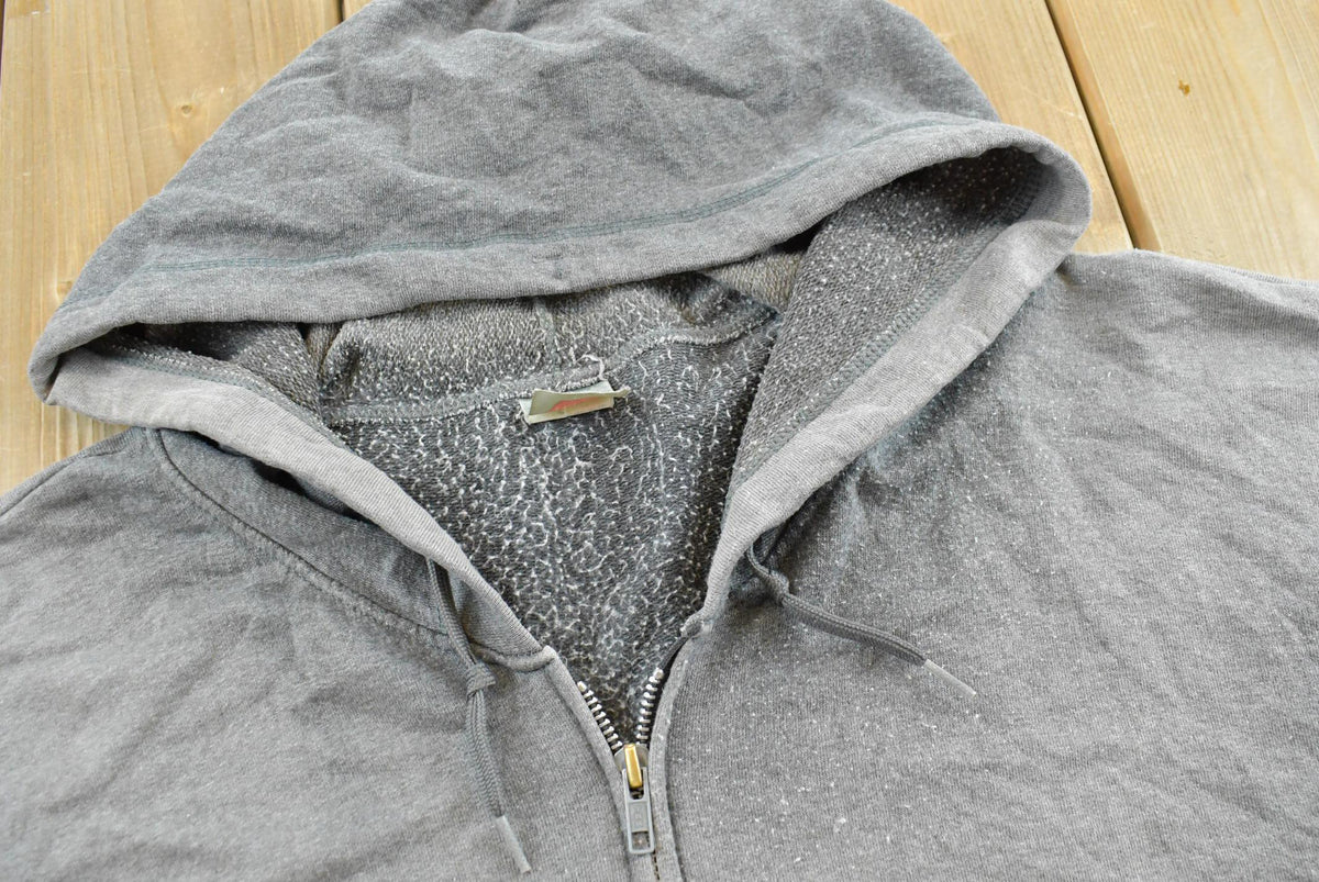 Vintage 2000s Faded Gray Blank Zip Up Hoodie Sweatshirt Men's 2XL