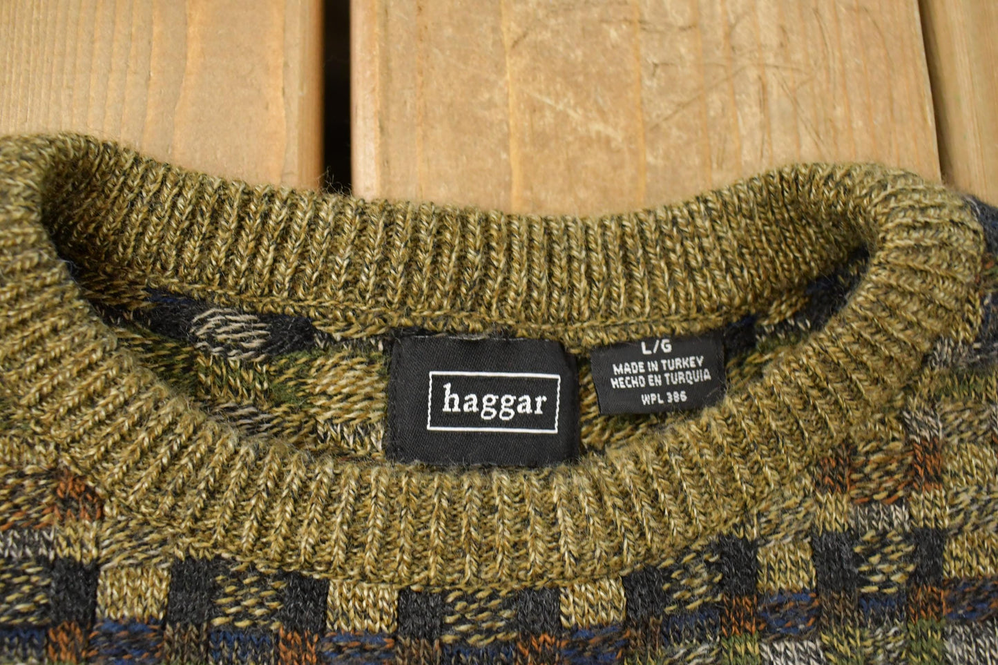 Vintage 1990s Haggar Knit Abstract Crewneck Sweater Mens XL Men's Large