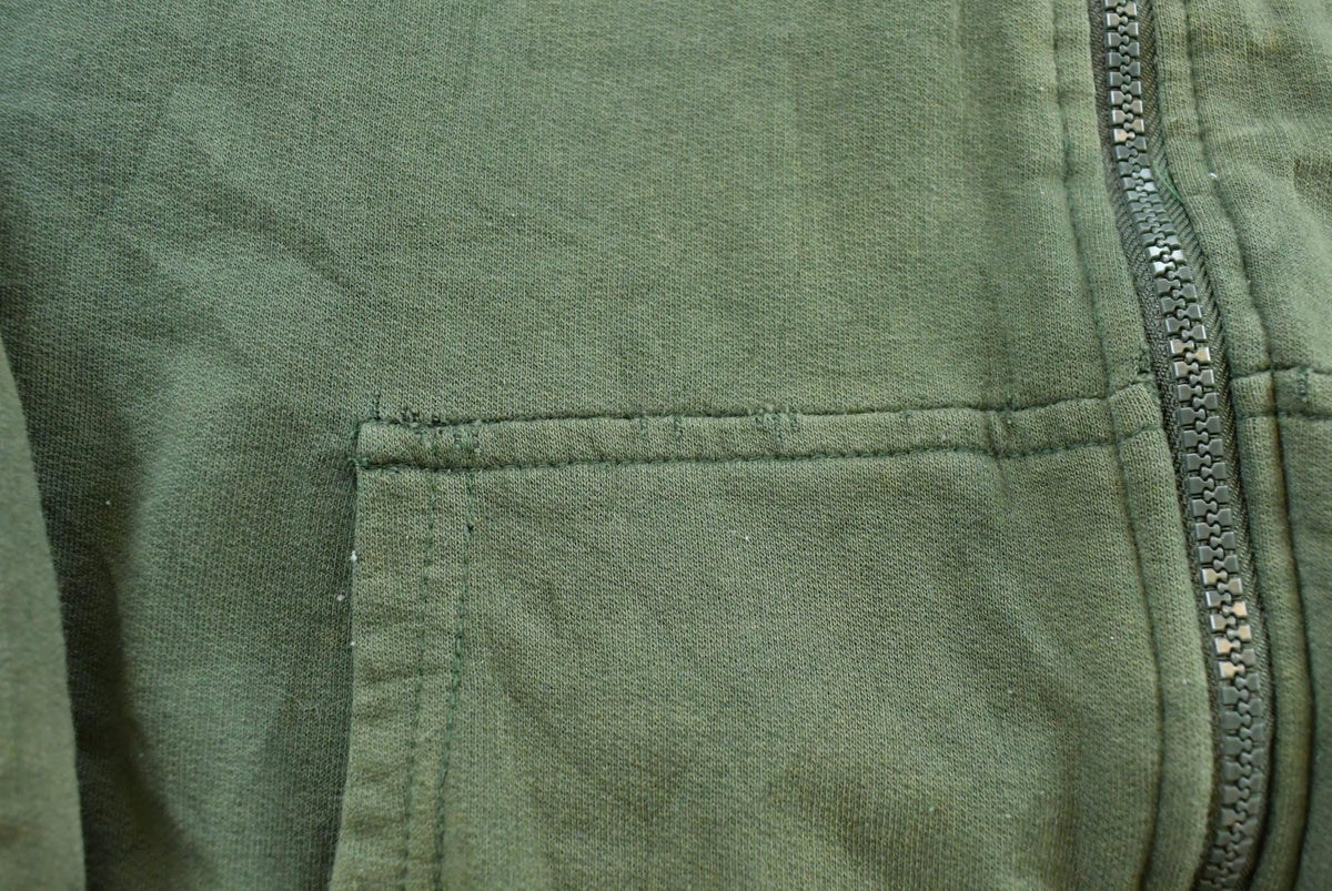 Vintage 2000s Faded BTC Green Thermal Lined Zip Up Hoodie Sweatshirt Men's XL