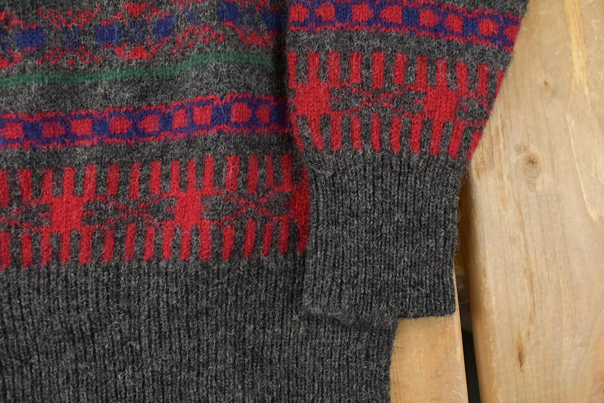 Vintage 1980s Cambridge Classics Abstract Knit Wool Crewneck Sweatshirt Mens Large