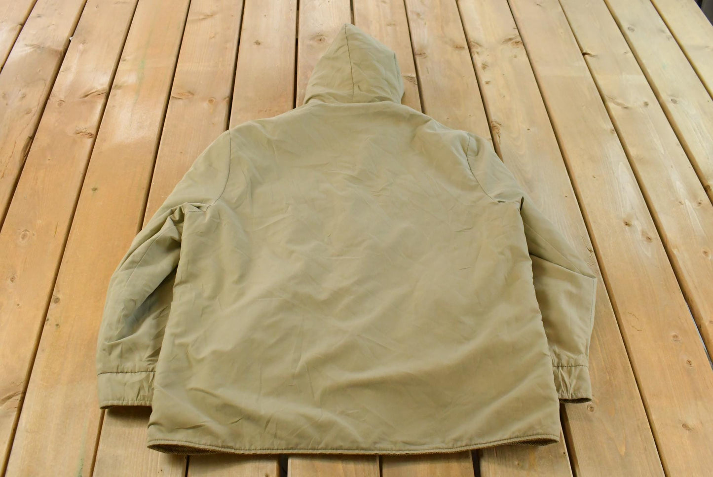 Vintage 1990s Flannel Hooded Reversible Wool Jacket Men's L