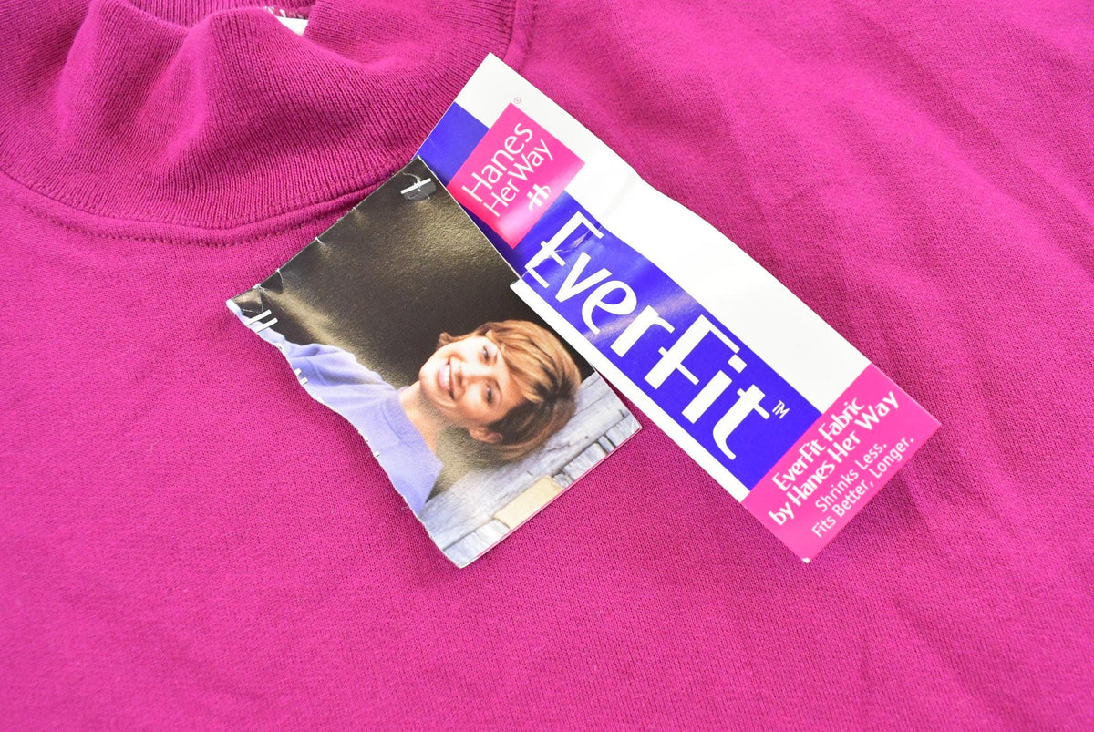 Vintage 1990s Deadstock Hanes Her Way Blank Magenta Crewneck Sleep Sweatshirt Women's M Long