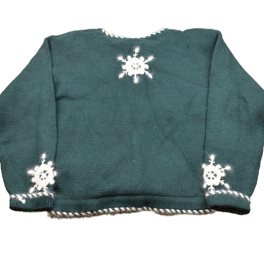 Vintage 1990s Paul Harris Knit Snowflakes Cardigan Sweater Women's S