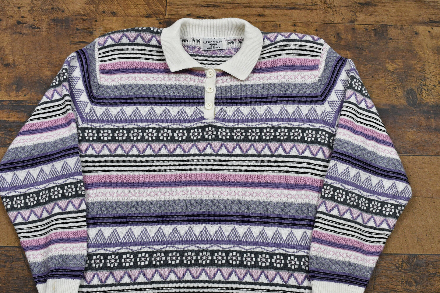 Vintage 1990s Alfred Dunner Womans Collared Knit Sweater Women's 2XL