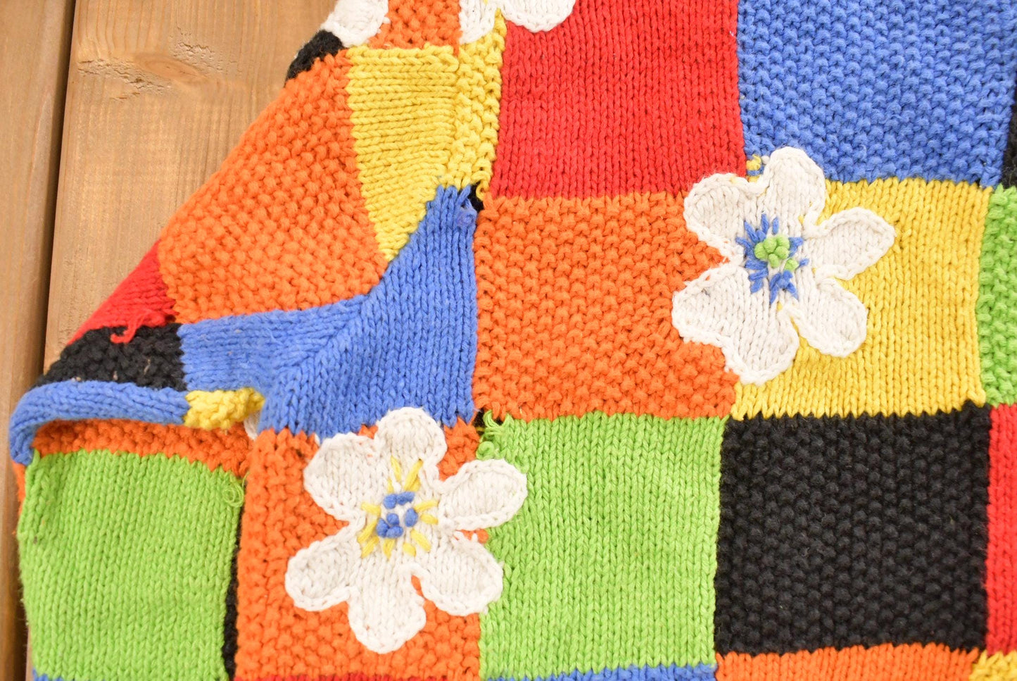 Vintage 1990s Susan Bristol Floral Knit Cardigan Sweater Women's L