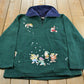 Vintage 1990s Snow White Seven Dwarves Disney Quarter Zip Fleece Sweater Men's Large / 90s Embroidered Retro Cartoon Sweatshirt