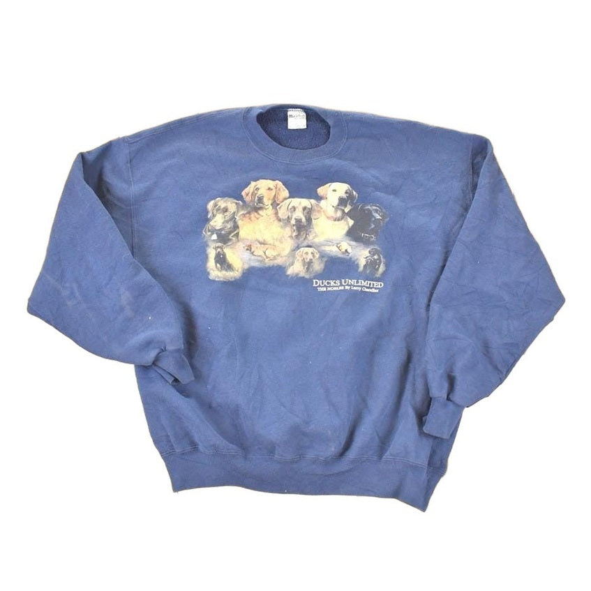 Vintage 1990s Ducks Unlimited Labrador Retriever Dog Gang Crewneck Sweatshirt Men's XL