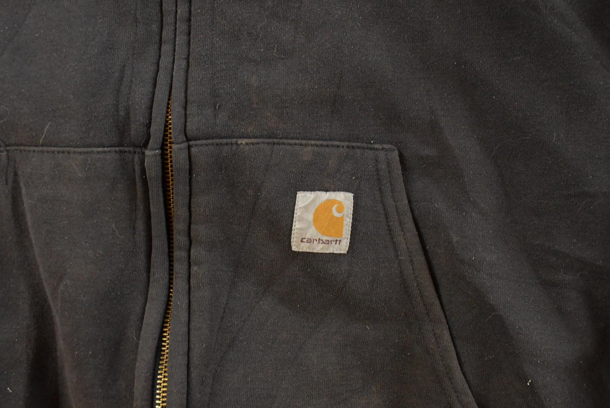 Vintage 1990s Thrashed Carhartt Thermal Lined Heavy Weight Zip Up Hoodie Men's 2XL