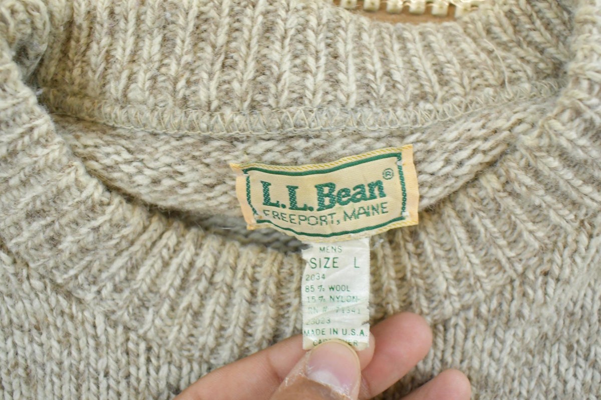 Vintage 1980s L.L. Bean Ragg Striped Wool Knit Crewneck Sweater Men's Large / 80s Knit Sweatshirt / Outdoors