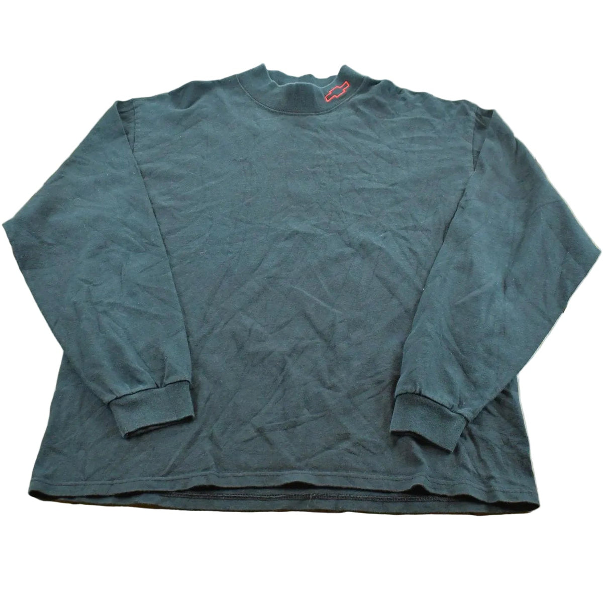 Vintage 1990s Chevrolet Logo Embroidered Promotional Mock Neck Long Sleeve T-Shirt Men's L