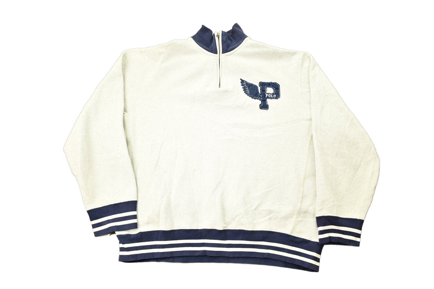 Vintage 1990s Polo Ralph Lauren P-Wing Quarter Zip Sweatshirt Men's Large