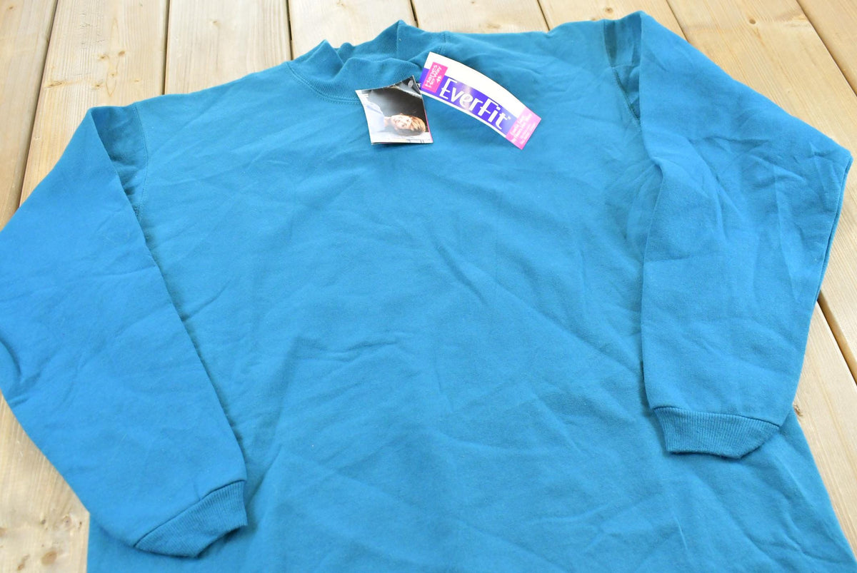 Vintage 1990s Deadstock Hanes Her Way Blank Blue Crewneck Sleep Sweatshirt Women's M Long