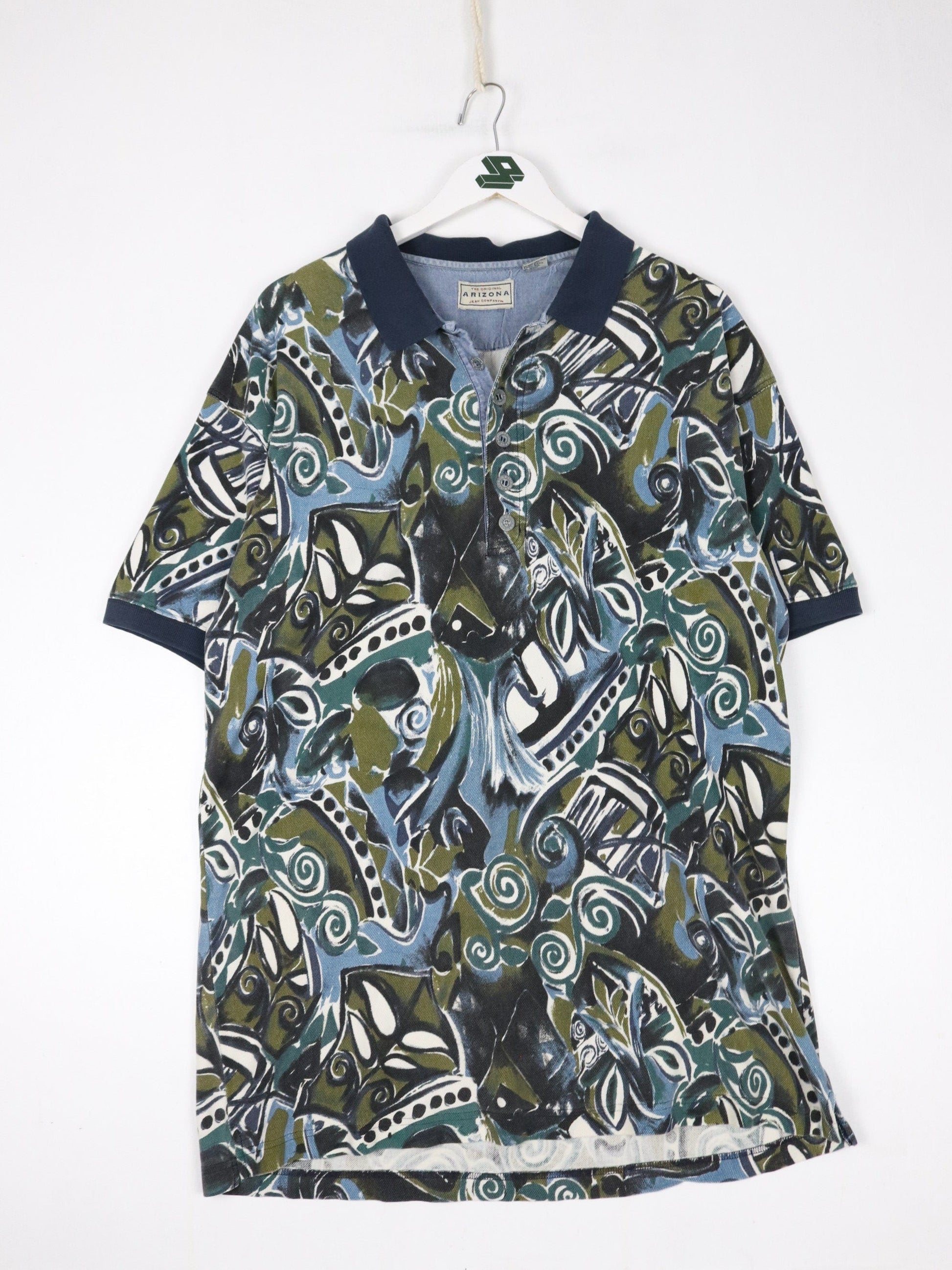 Arizona Polo Shirt Mens Large Blue Pattern