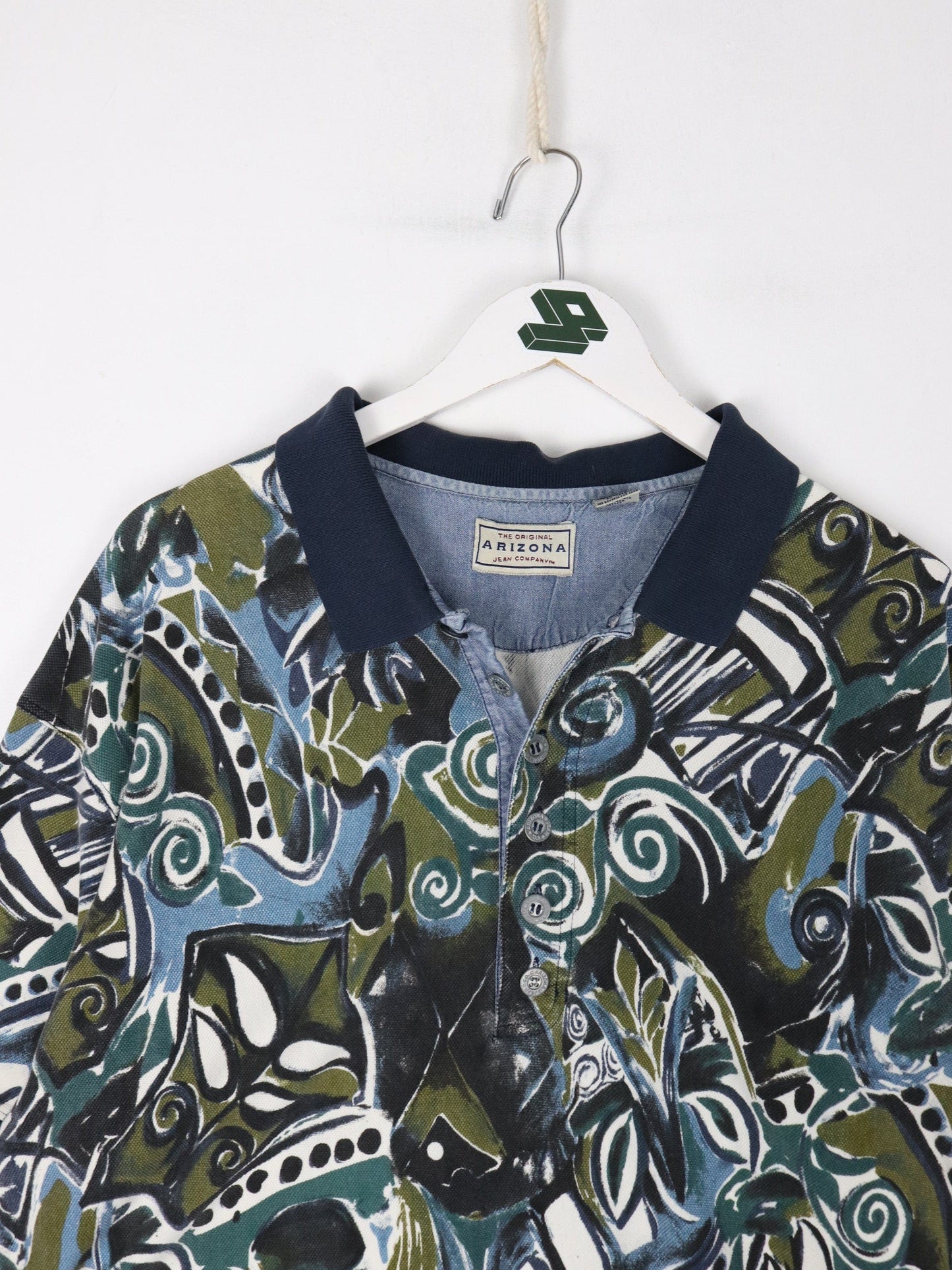 Arizona Polo Shirt Mens Large Blue Pattern