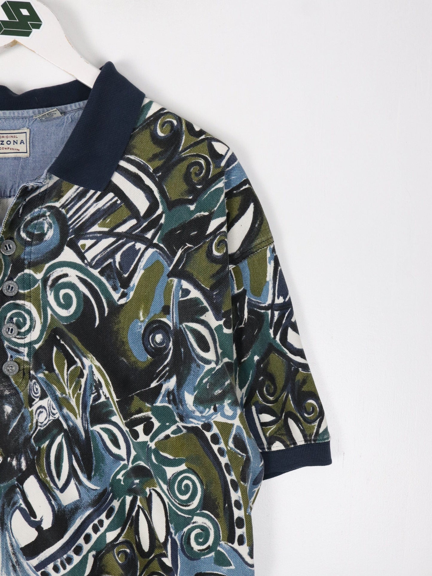 Arizona Polo Shirt Mens Large Blue Pattern