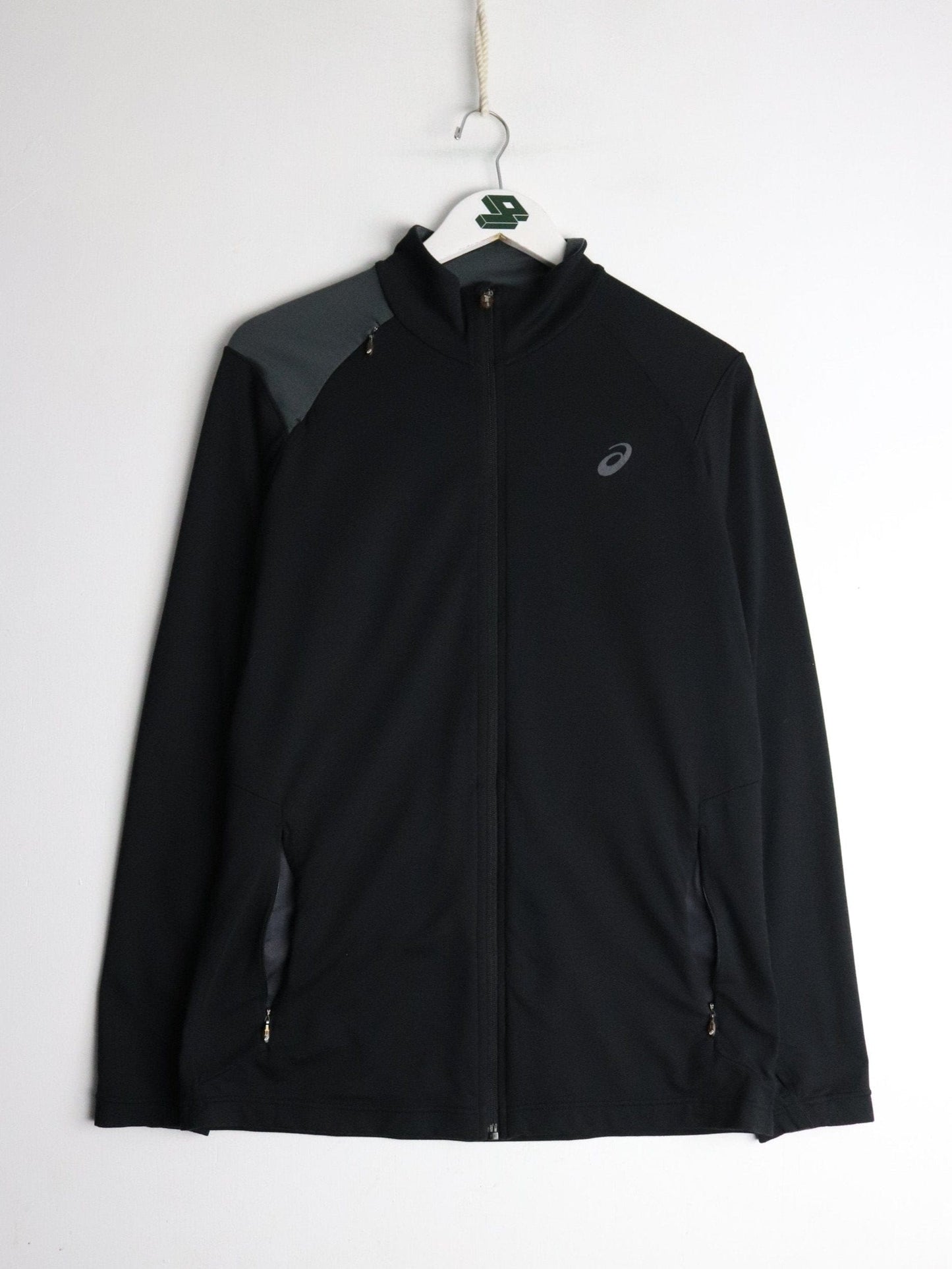 Asics Shirt Mens Medium Black Athletic Stretchy Full Zip