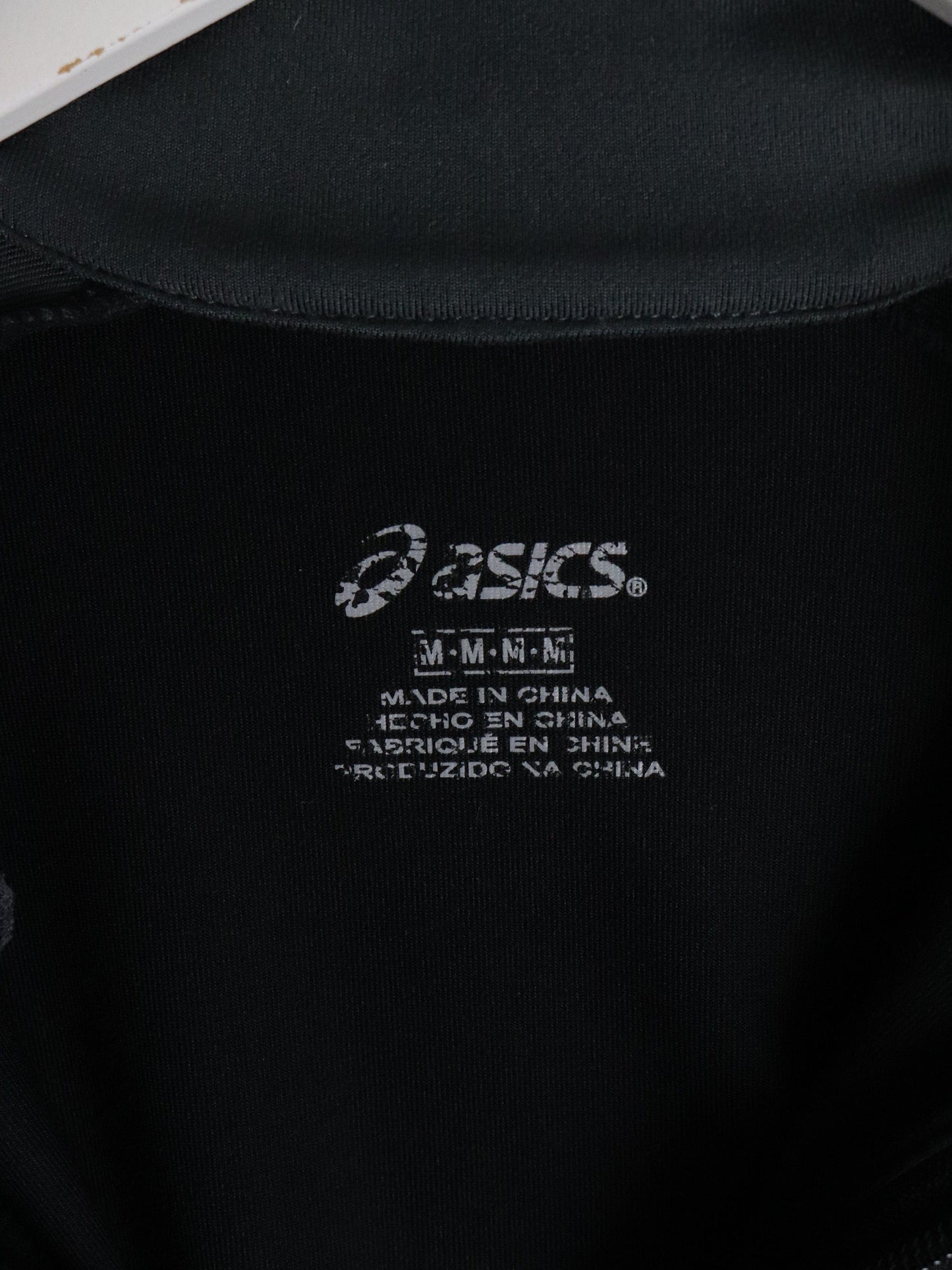 Asics Shirt Mens Medium Black Athletic Stretchy Full Zip