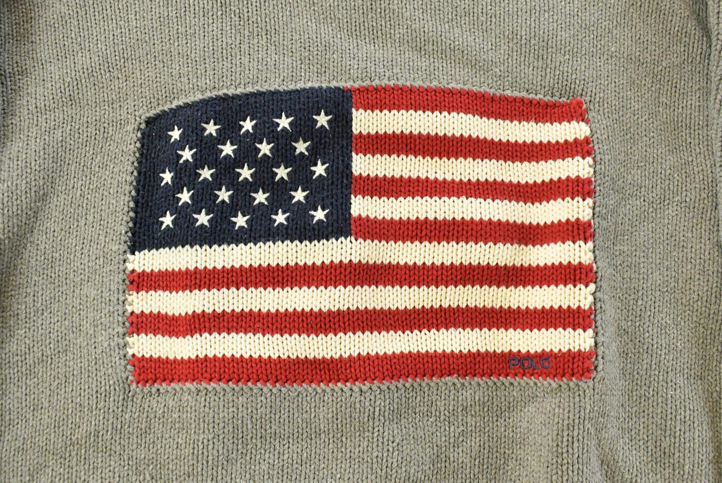 Vintage 1990s Polo Ralph Lauren USA Flag Knit Sweater Men's XL