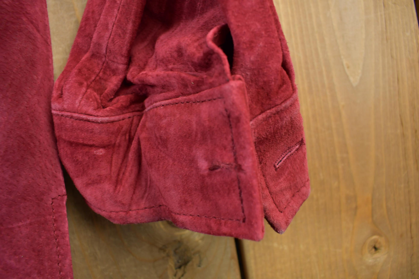 Vintage 1990s Style & Co Suede Leather Button Up Shirt Men's Medium