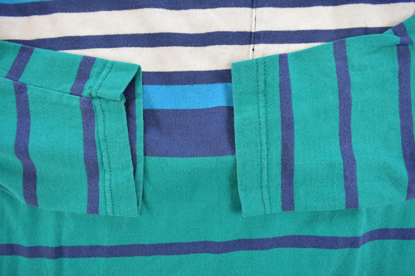 Vintage 1990s Eddie Bauer Teal Striped Crewneck Sweatshirt Men's L