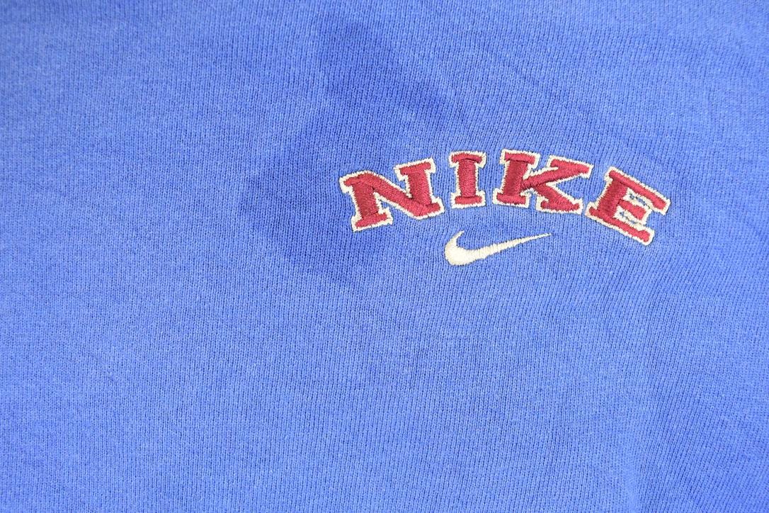Vintage 1990s Nike Embroidered Mini Swoosh Block Logo Sweatshirt Men's L