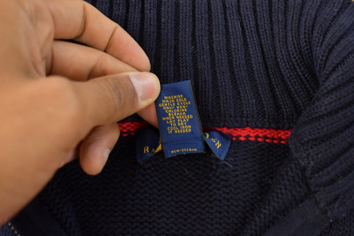 Vintage 2000s Polo Ralph Lauren Striped Quarter Zip Knit Sweater Youth M