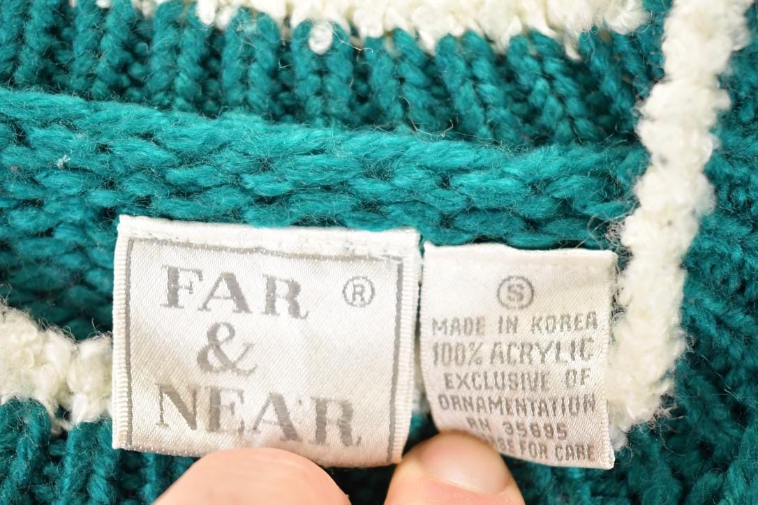 Vintage 1990s Far And Near Cute Teddy Bear Chunky Knit Crewneck Sweater Women's S