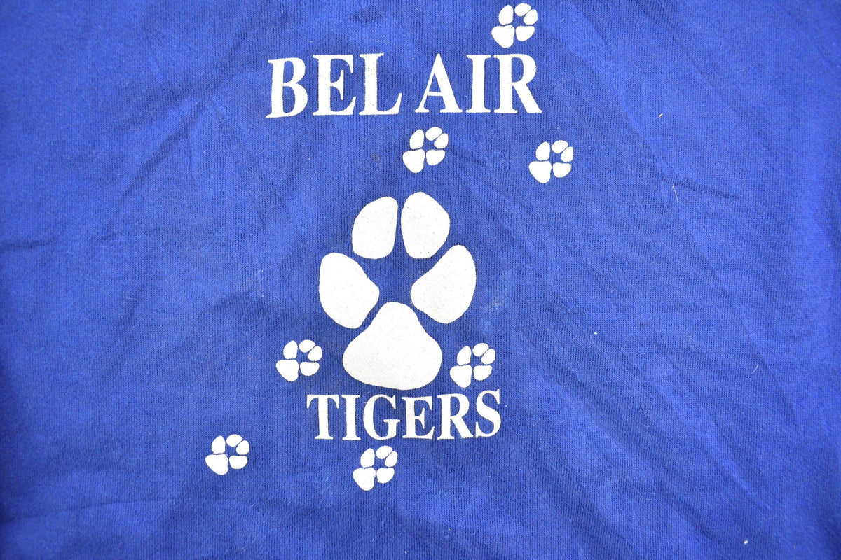 Vintage 1990s Thrashed Bel Air Tigers Collegiate Crewneck Sweatshirt Men's M