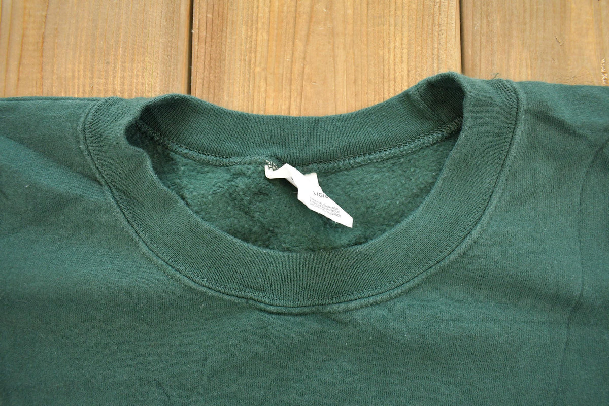 Vintage 2000s Hanes Blank Green Crewneck Sweatshirt Men's L