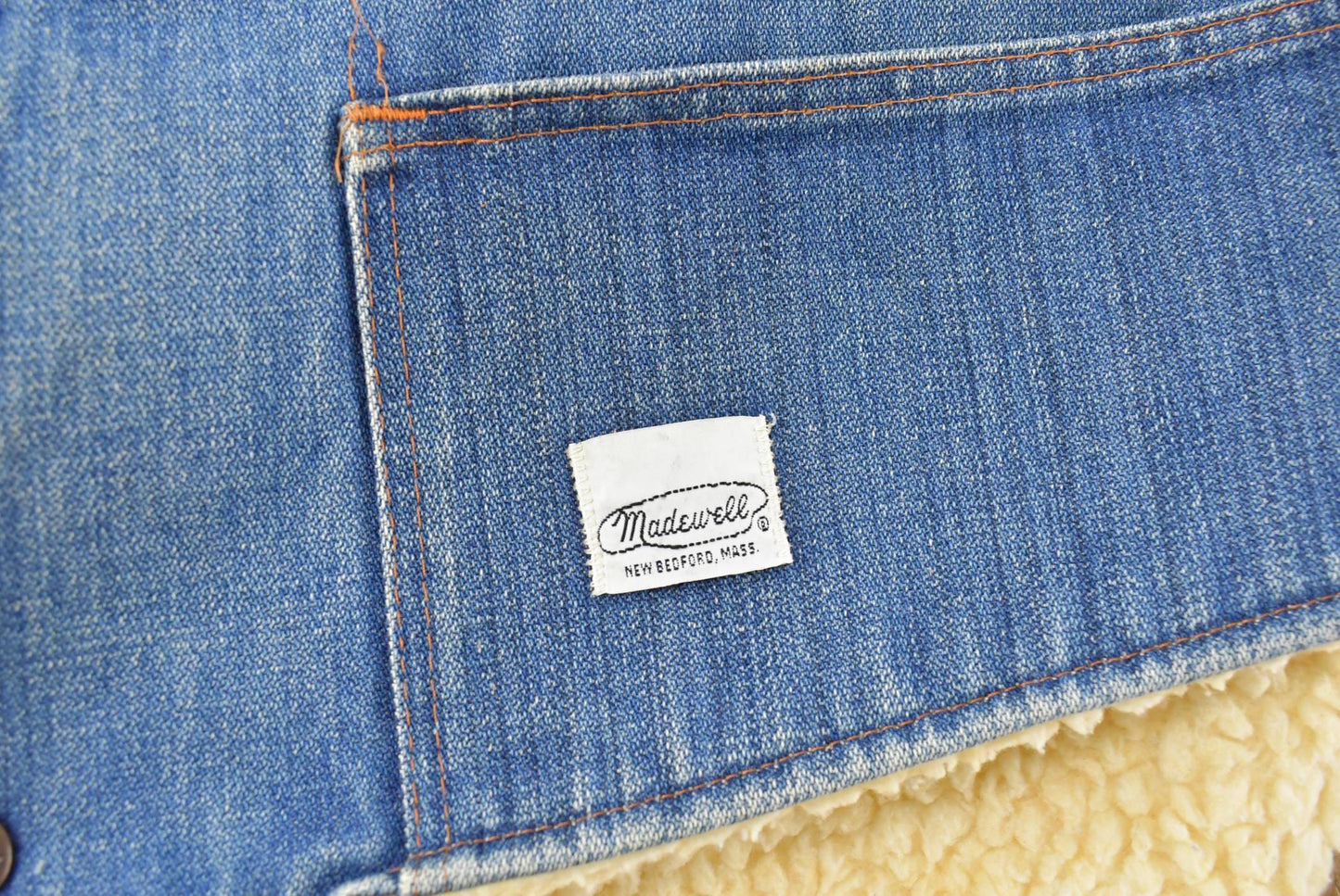 Vintage 1980s Madewell Sherpa Lined Denim Jean Vest Men's L