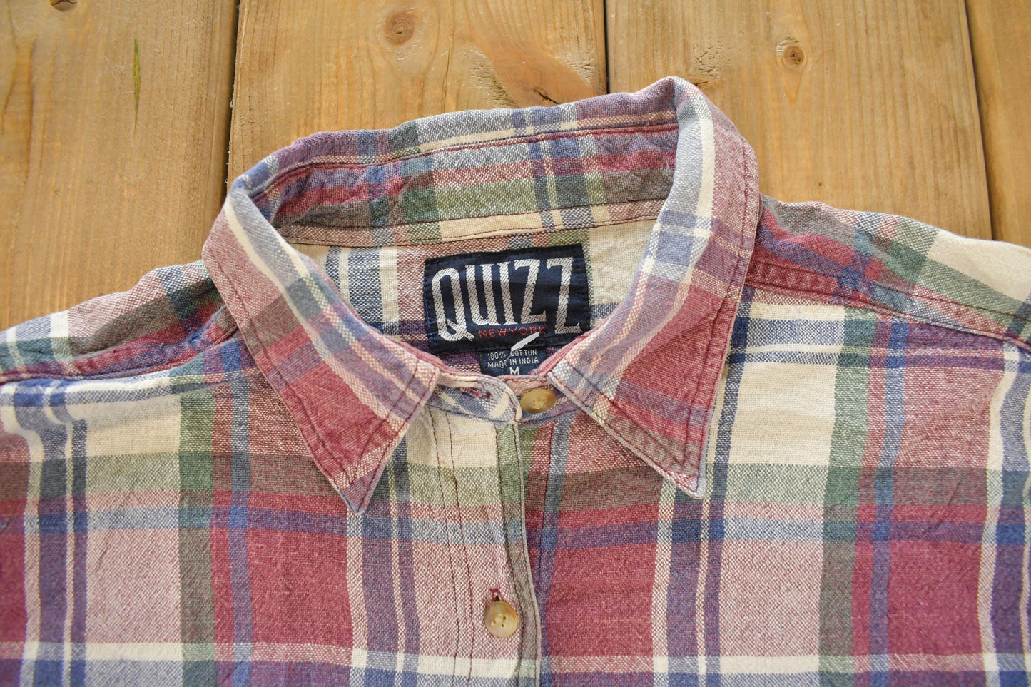 Vintage 1990s Quizz Plaid Flannel Button Up Shirt Women's M