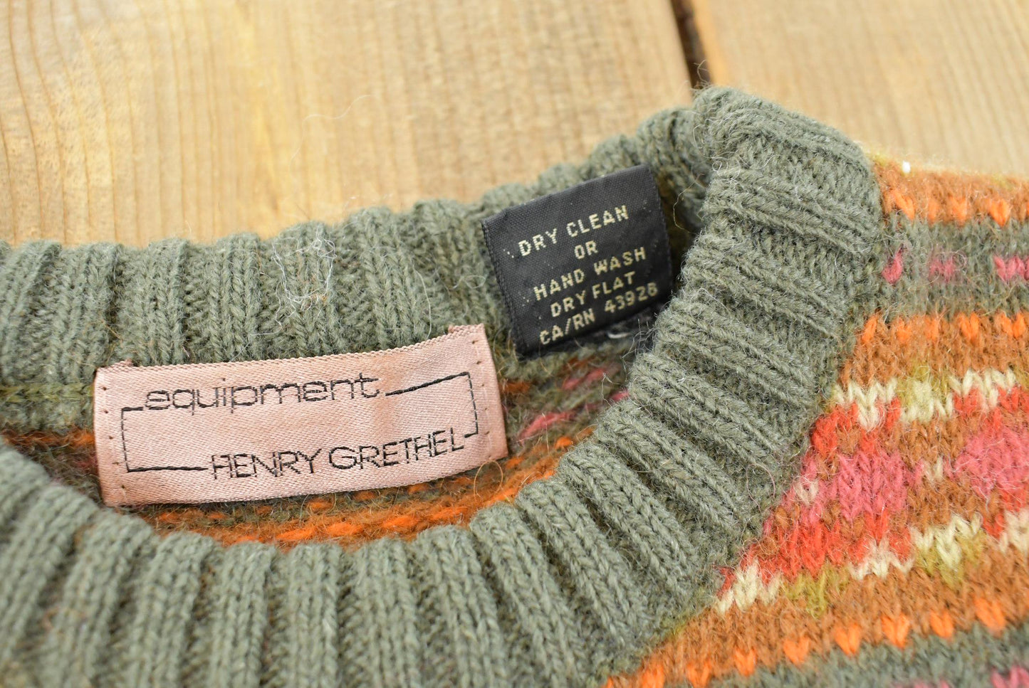 Vintage 1980s Henry Grethel Studio Abstract Lambswool Knit Crewneck Sweater Men's XS