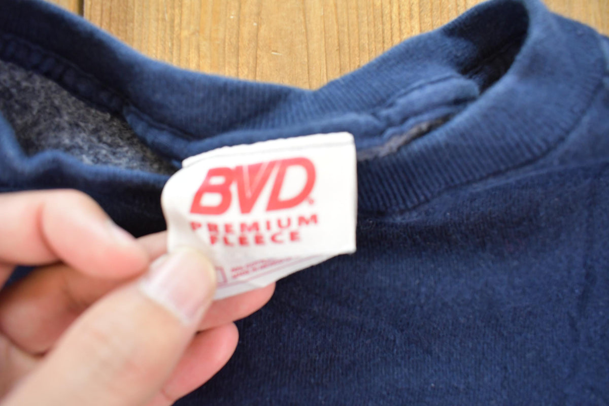 Vintage 1990s BVD Blank Navy Blue Crewneck Sweatshirt Men's L